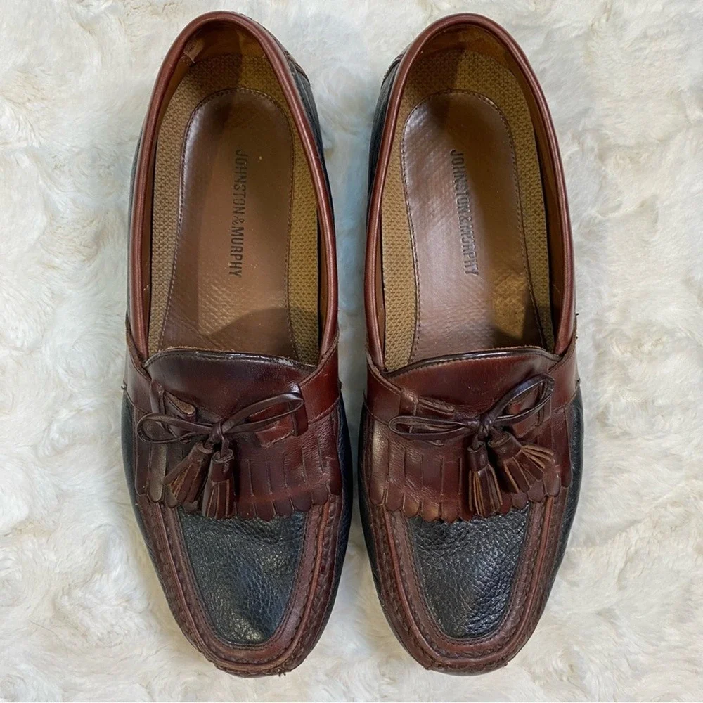 Johnson and Murphy Aragon Il Kiltie‎ Tassel Loafer Men's 11.5 Brown Black Shoe